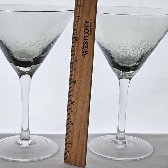 Pier 1 Smoke Crackle Martini Glasses 7.5" discontinued grey goblets 10z set- 2 - Picture 8 of 8